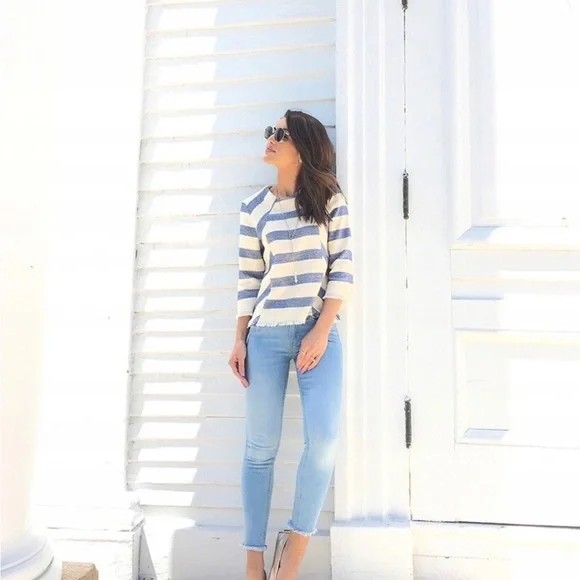 Zara basic collection Navy and Cream Striped Sweater - Picture 9 of 10